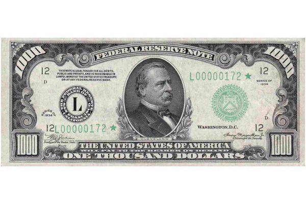 US $1,000 bill